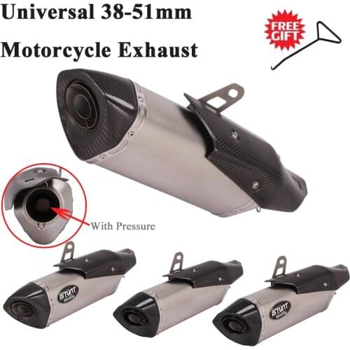 Universal Motorcycle 470mm Exhaust Pipe Escape With Pressure Silencer Modified Carbon Fiber Muffler DB Killer For Z900 502C ATV