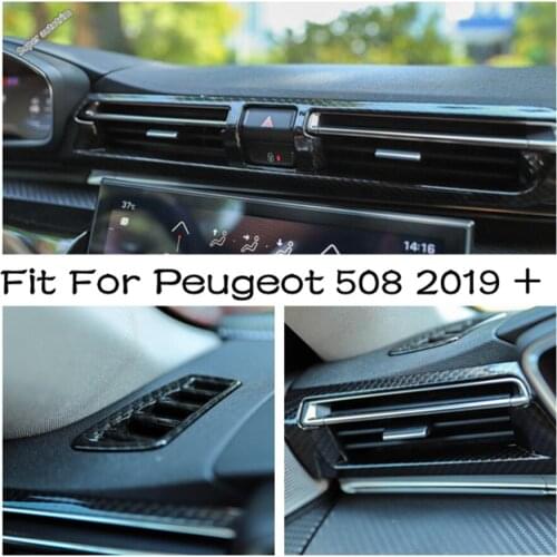 Air Conditioning Vents Frame Cover Trim Dashboard AC Outlet Decor Accessories Matte / Carbon Fiber For Peugeot 508 2019 - 2021