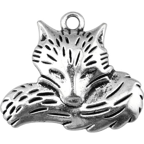 WYSIWYG 4pcs 24x28mm Animal Fox Charm Pendants For Jewelry Making Antique Silver Color Antique Gold Color Fox Pendants Charm