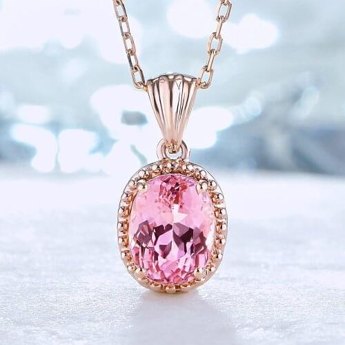 YSH New 100% 925 Sterling Silver Fashion Pink Zircon Oval Pendant Necklace 2020 Woman Luxury DIY fine Jewelry Mothers Day Gifts