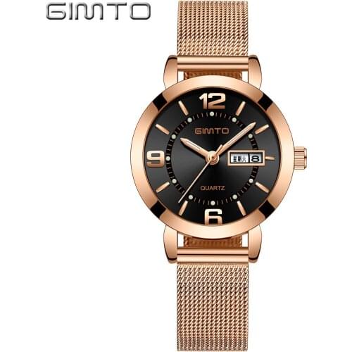GIMTO 2018 Small Luxury Ladies Watches Stainless Steel Bracelet Dress Quartz Women Watches Female Casual Clock relogio feminino