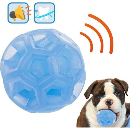 H&JOY Dog Chew Toys Rubber Squeaker Ball Durable Floatable Bite Resistant Dog Ball Cleaning Teeth For Small Large Medium Dogs