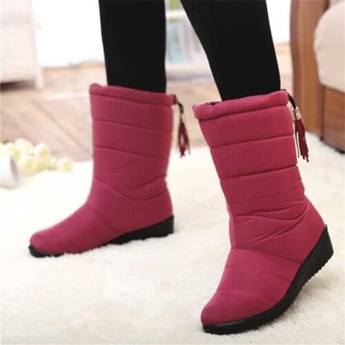 Winter Women Boots Mid-Calf Down Boots High Bota Waterproof Ladies Snow Warm Shoes Woman Plush Insole Mujer Botas
