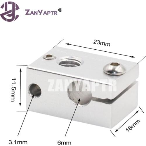 1pc New Reprap 3D Printer Extruder V6 Aluminum Heater Block All-Metal Extruder For Hotend 23x16x11.5mm Suit for PT100