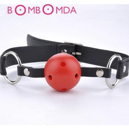 1PC Oral Fixation Mouth Stuffed Adult Games For Couples Flirting Products Toys PU Leather Band Ball Mouth Gag