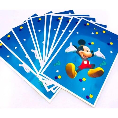 10pcs/set Mickey mouse Gifts Bags Plastic Party Birthday Party Decoration Disposal Kids Boys Event Party Supplies Cartoon Theme