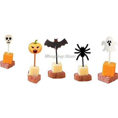 10pcs/set Lunch Pick Halloween Fruit ForkCartoon Children Cake Dessert Pick