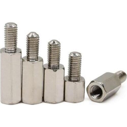 100Pcs M3 Brass Standoff Spacer Female to Male Spacing Screws Silver Brass Threaded Spacer Hex Spacer
