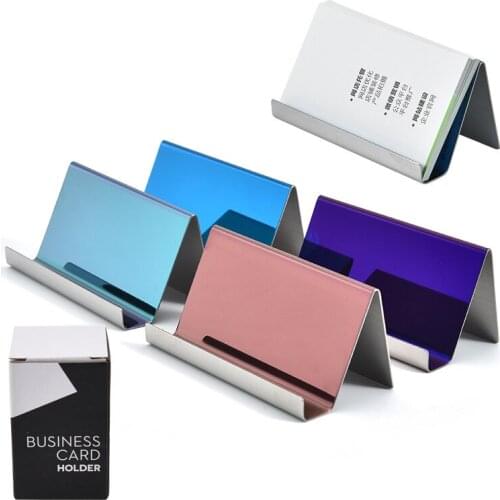 50Pcs/Lot 4 Colors High-End Stainless Steel Business Name Card Holder Display Stand Rack Desktop Table Organizer LX3483