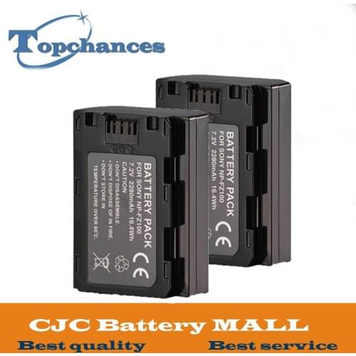 High Quality 2PCS 7.2V 2280mAh NPFZ100 Battery For Sony NP-FZ100 Battery A9 A9R A7RM3 A7M3 Alpha9R Camera Battery