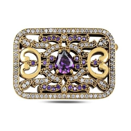 Silverlina Silver Zircon Stone Authentic Brooch