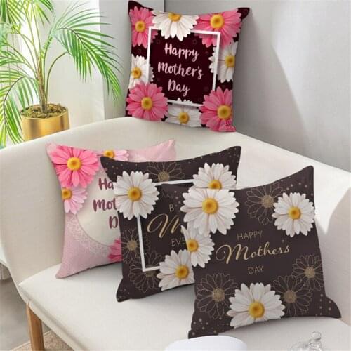 Fuwatacchi Happy Mothers Day Cushion Cover Party DIY Decorations Pillows Cover For Home Sofa Flower Throw Pillowcases 45x45cm