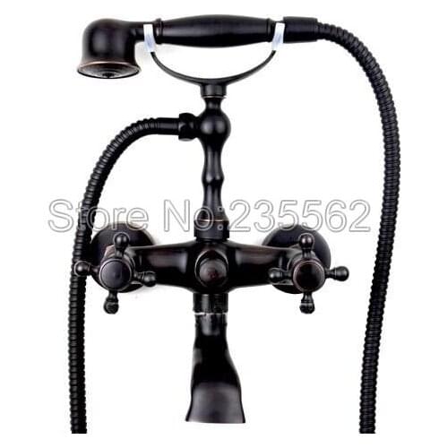 Black Oil Rubbed Bronze Bathroom Clawfoot Bathtub Faucet With Brass Handheld Shower Head Cold Hot Water faucet Mixer Tap Ltf005