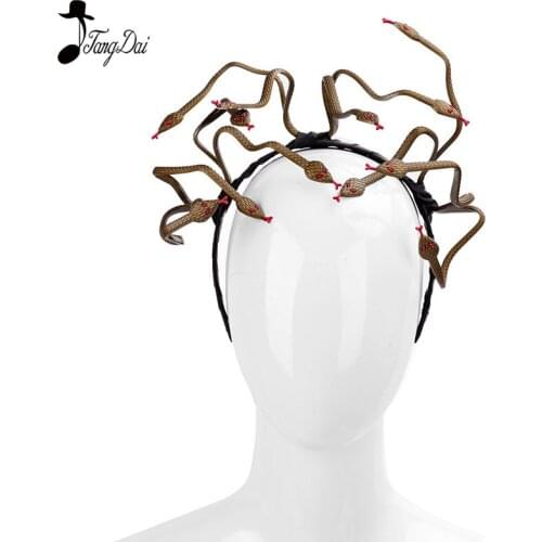 Cospty Halloween Carnival Burning Man Cosplay Costume Hair Clasp Accessory Animal Stirnband PVC Scary Medusa Snake Headband
