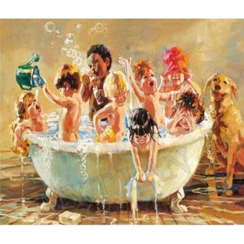 Child bath wall sticker full drill risen Diamond embroidery cartoon 5D DIY diamond painting cross stitch rhinestone mosaic decor