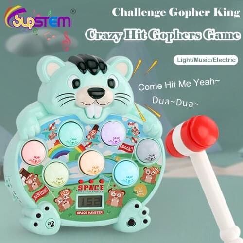 Childrens Whack A Gophers Game Toys Fun Hammer Hit Gophers Electronic Light Music Babys Sound Early Learning Education Toy Gift