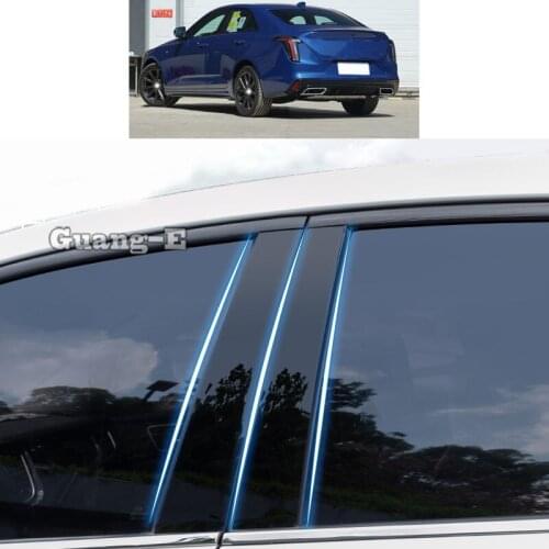 For Cadillac CT4 2020-2021 2022 Car PC Material Pillar Post Cover Door Trim Window Piano Black Molding Sticker Plate Parts