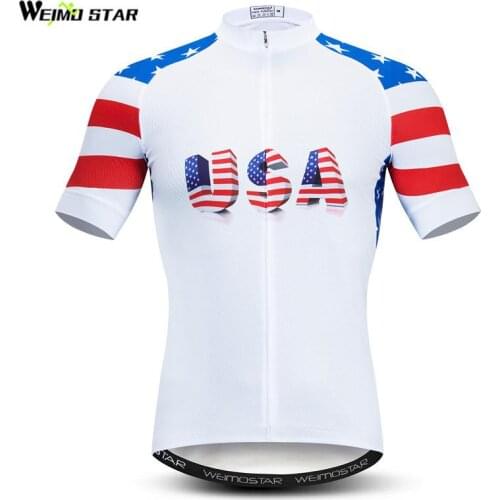 Weimostar USA Team Cycling Jersey Shirt Summer Men Breathable Bicycle Clothing Short Sleeve Canada Cycling Wear MTB Bike Jersey
