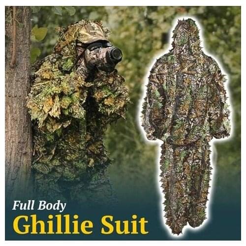 Outdoor Tactical Woodland Camouflage Ghillie Suit Kits Military 3D Leaf Jungle Outdoor Hunting Camouflage Sniper Suit & Cloak