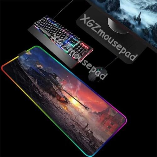 XGZ Tank World HD Custom Computer Desk Mat Black Lock Edge Large RGB Gaming Mouse Pad Rubber Stripe Non-slip 900x400 / 800x300