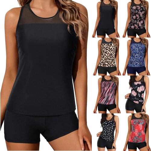 Two Piece Suits Tankini 2021 Push Up Swimwear Brazilian Women Swimsuit Tummy Control Top Bathing Suit Vintage Swimming Suits