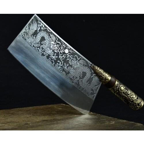 Longquan handmade forged kitchen knife old chef slicer Blade edge retro cutter slitting knife household ghost hand made knives