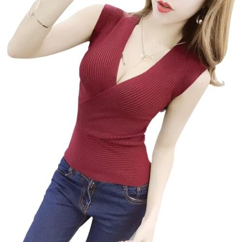 Tank Top vetement femme 11 Colors Fashion Vest Casual Sleeveless Sexy V-Neck Women Summer Korean Knitted Cotton Womens Clothes