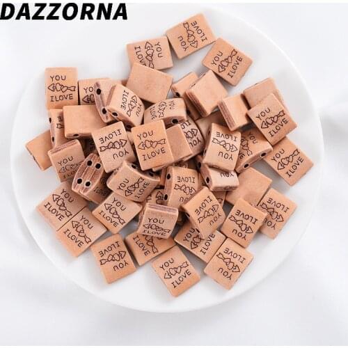Cute Square Shape Acrylic Wooden Beads For Couples 50Pcs Charm Letter Love Loose Beads Jewelry DIY Necklace Bracelet Accessories