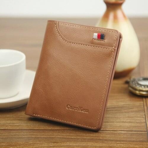 Fashion Mens Wallet Money Bag Solid Color Leather Business Short Wallet Vintage Walltes Multi-card Soft Purse Coin Bag