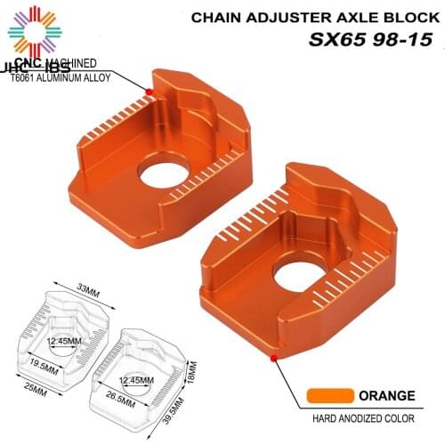 Motorcycle CNC Orange Aluminum Rear Chain Adjuster Axle Blocks Set For KTM SX65 SX 65 1998 1999 2000 2001 2002 2003 2004-2015