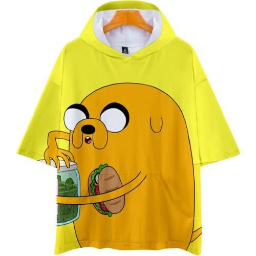 Adventure Time Finn and Jake The Dog Face T-shirt Printed Hoodie Kpop Street Style Versatile Short Sleeve Top Mens Hip-hop 3D