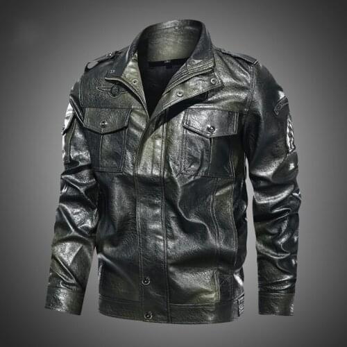 Winter Fashion Leather Jacket Men Stand Collar Motorcycle Washed Retro Velour Leather Jacket European Size Men Windbreaker Coats