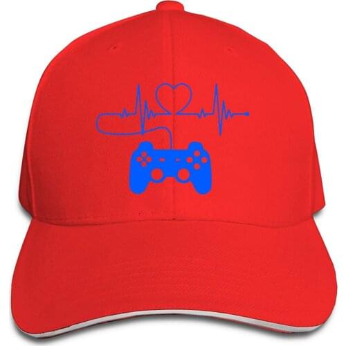 Mens Caps Heartbeat Of A Gamer Adjustable Baseball Caps Vintage Sandwich Hat