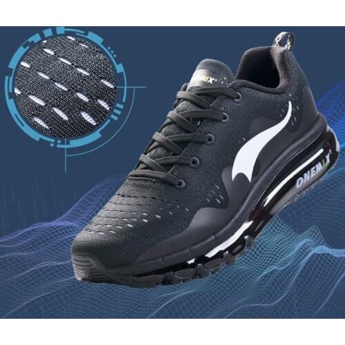 ONEMIX Top Mens for Running Shoes Breathable Air-Knit Athletic Trainers Fitness Mesh Sports Outdoor Black Cushion Sneakers
