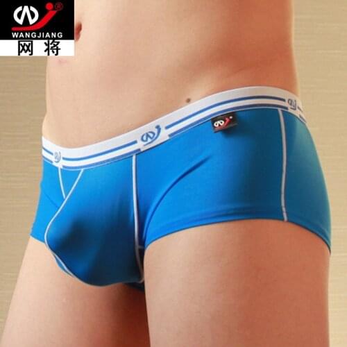 Wj Underwear Mens Sexy low waist breathable boxers mens underwear ice silk men flat shorts Boxer Homme Transparent Gay Sex
