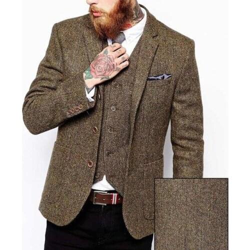 2019 Latest Coat Pant Designs Men Tweed Suits Wool Herringbone British Style Custom Made Mens Suit Slim Fit Blazer Wedding Suits