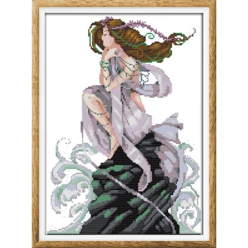 The daughter of the sea 2 cross stitch kit aida 14ct 11ct count print canvas stitches embroidery DIY handmade needlework