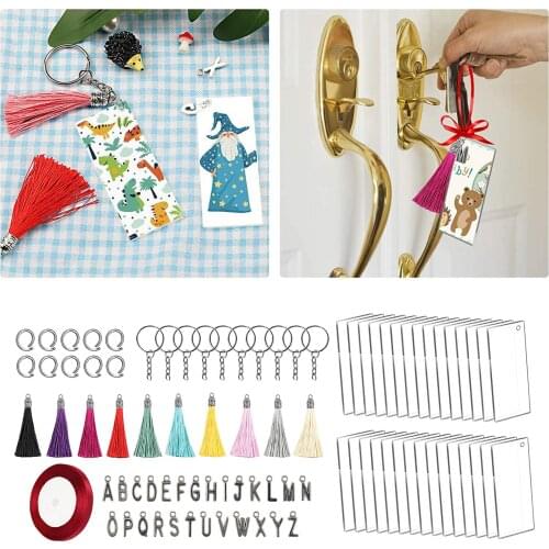 Acrylic Tassels Blanks Set Pendants and Letter Rectangle Board for Vinyl DIY Craft Jewelry Making Supplies