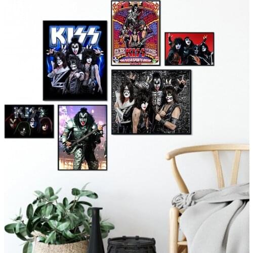 Kiss Band Poster Wall Art Canvas Painting Posters and Prints Wall Picture Room Decorative Home Decor