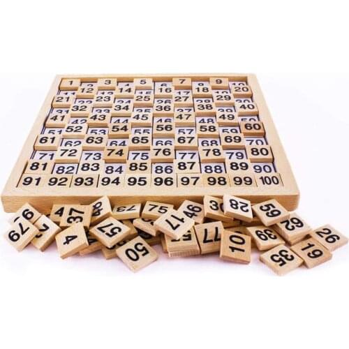 Montessori Number Board 1-100 Math Material Hundred Board Counting Educational Wooden Toy with Storage Bag