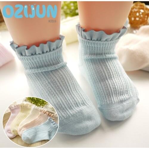Top Quality 2-4/4-6/6-8/9-12Y Baby Girls Socks Suede Lace Princess Rib Jacquard Kids girl Casual Socks Double-needle Short Sock