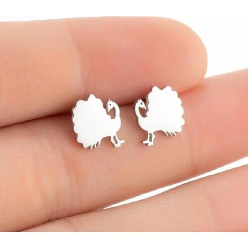 S925 New peacock earrings female INS stainless steel simple small animal earrings fashion students boud accessories wholesale