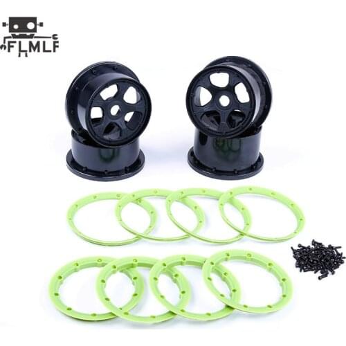 Plastic Front Rear Wheel Hub with Inside Outside Beadlocks Ring & Screws Kit Fit 1/5 HPI ROFUN ROVAN KM MCD BAJA 5B RC CAR Parts