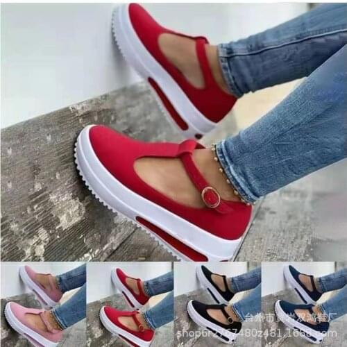 Popular Summer womens sandals womens hollow wedge button platform casual shoes womens soft beach shoes