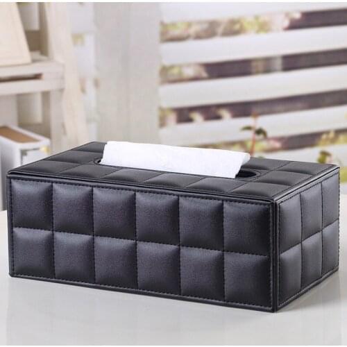 Simple PU Tissue Box Rectangle Paper Towel Holder Desktop Napkin Storage Container Kitchen Tissue Tray For Home Office