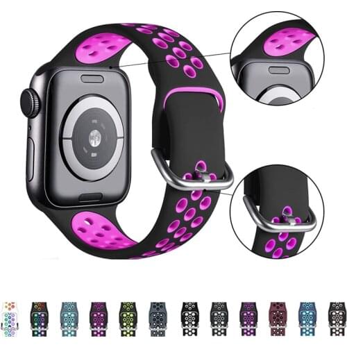 Sport strap for Apple Watch 6/5/4/3/2/1/SE silicone wristband iWatch apple watch band 44mm 42mm 40mm 38mm bracelet Accessories