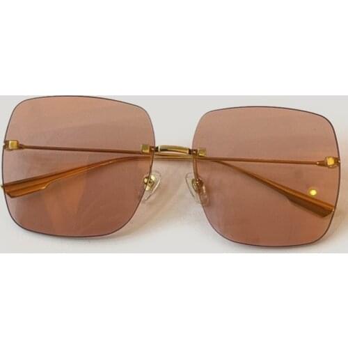 Brand Rimless Square Sunglasses Women Vintage Rivet Mirror Sun Glasses Men UV400 With Box