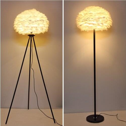 Modern Feather Led Floor Lamp Tripod Standing Lamps for Living Room Bedroom Nordic Floor Light Fixtures Stand Lighting Home Deco