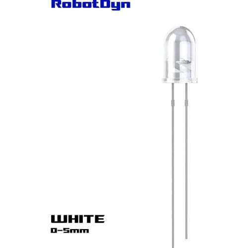 LED crystal shell D-5mm, WHITE light, (pack 50 pcs)