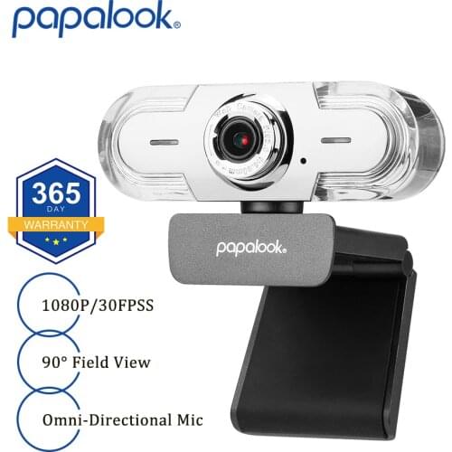 FHD 1080P Webcam, PAPALOOK PA452 Pro 30FPS Manual Focus USB Web Camera with Dual DSP Microphones, for PC Mac Laptop Desktop